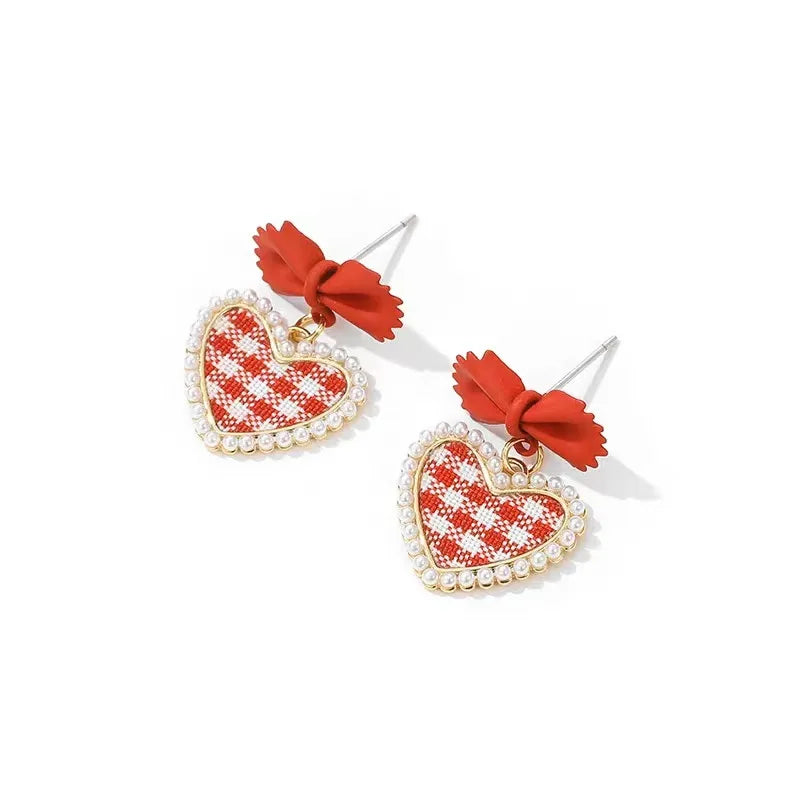 Bow Heart Drop Earrings