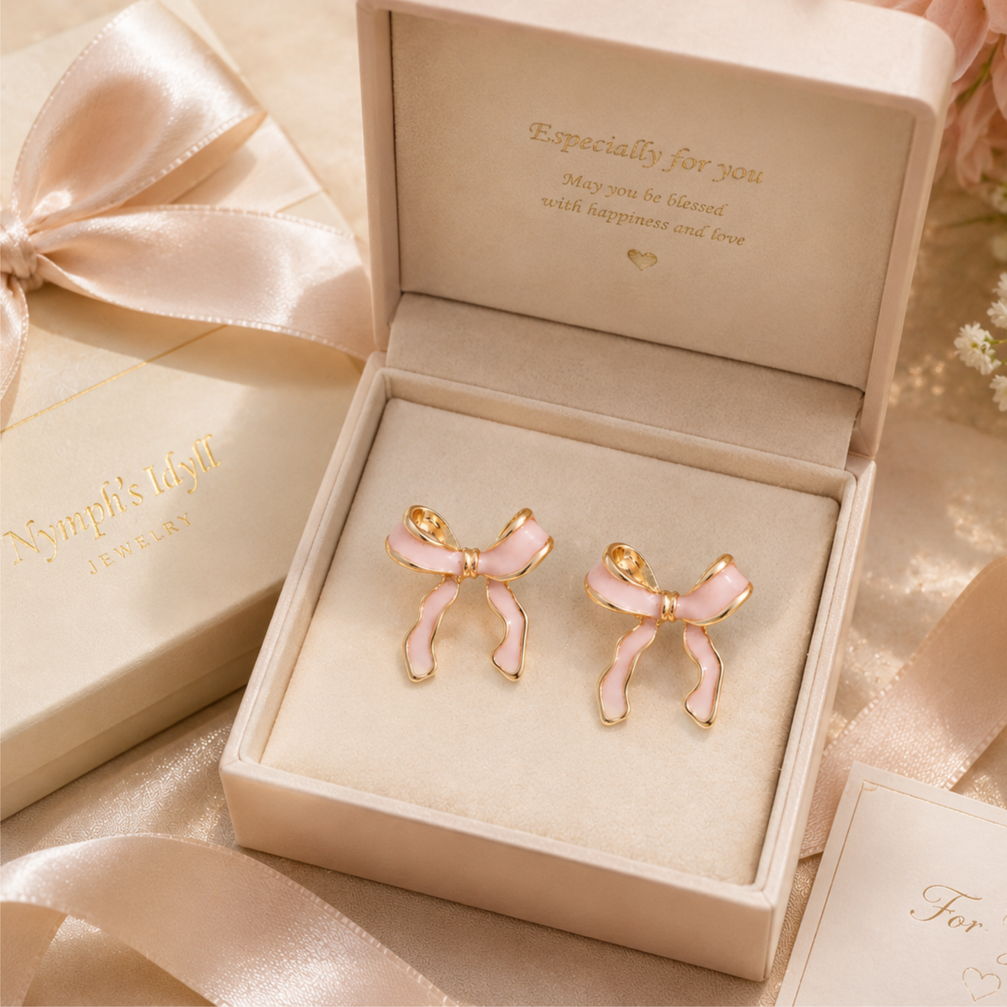 Blush Bow Elegance Studs