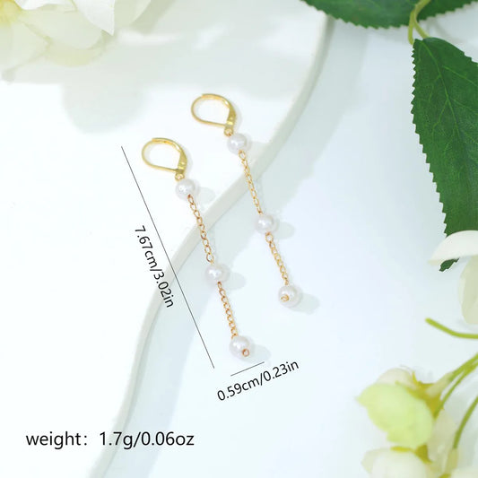 Golden Elegance Pearl Drops - 3 Pearls