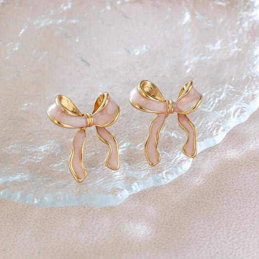 Blush Bow Elegance  Studs