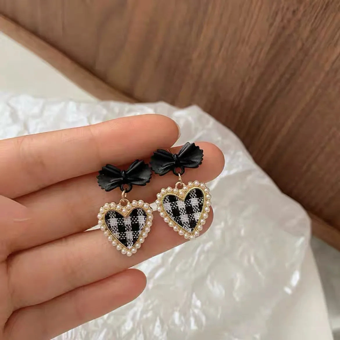 Bow Heart Drop Earrings