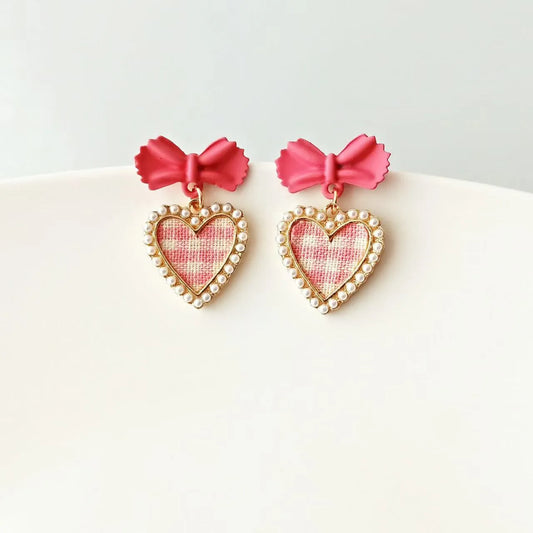 Bow Heart Drop Earrings