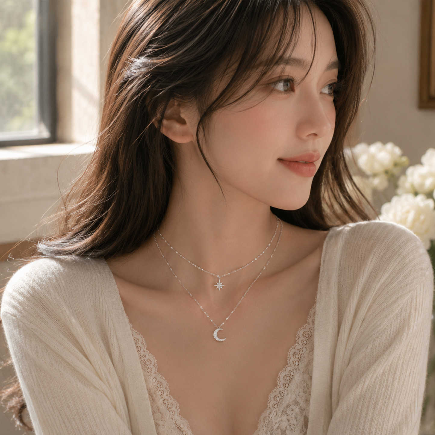 Moon & Star Charm Necklace