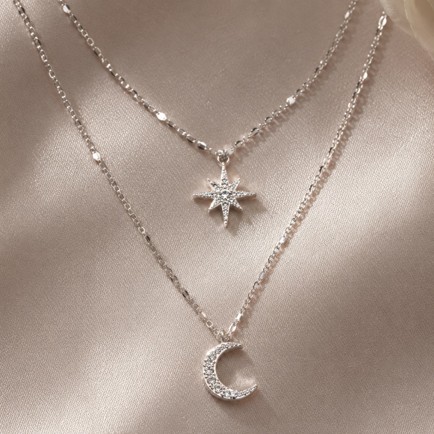 Moon & Star Charm Necklace