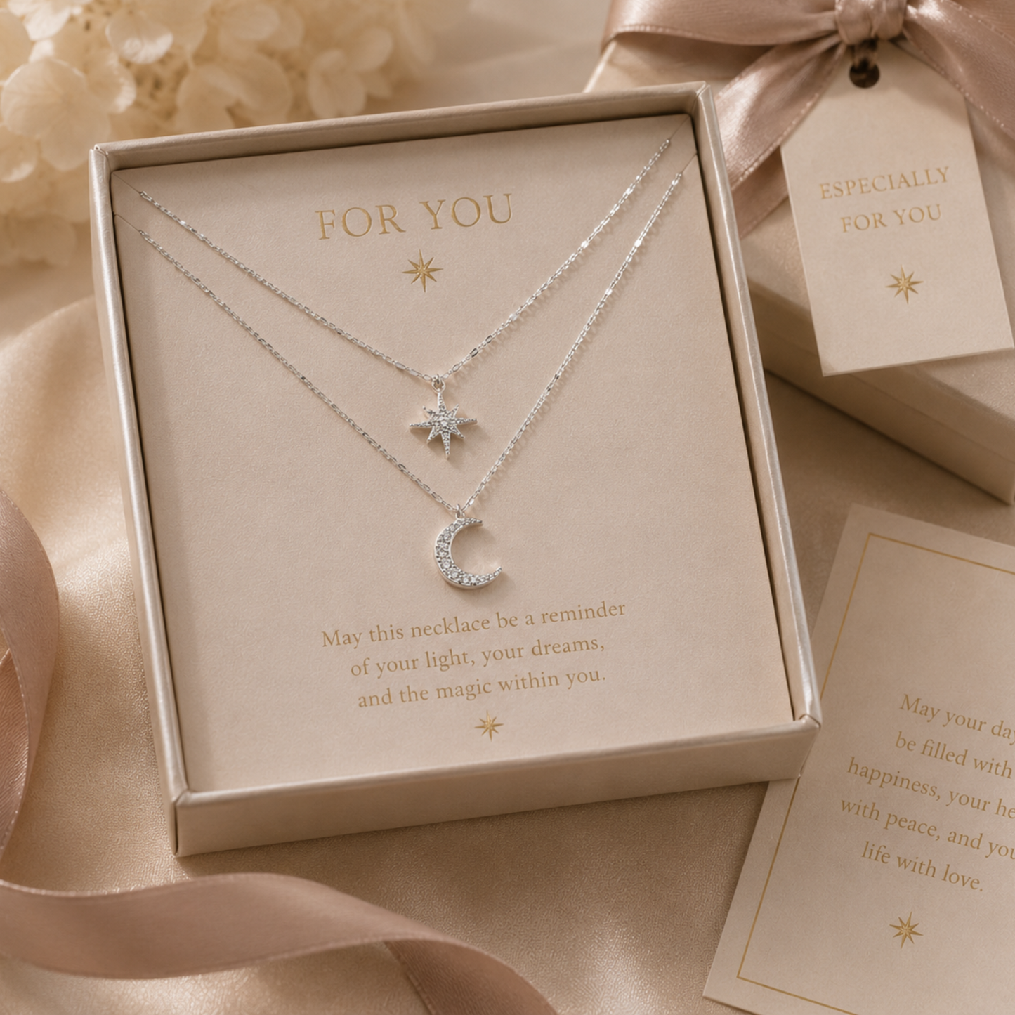 Moon & Star Charm Necklace