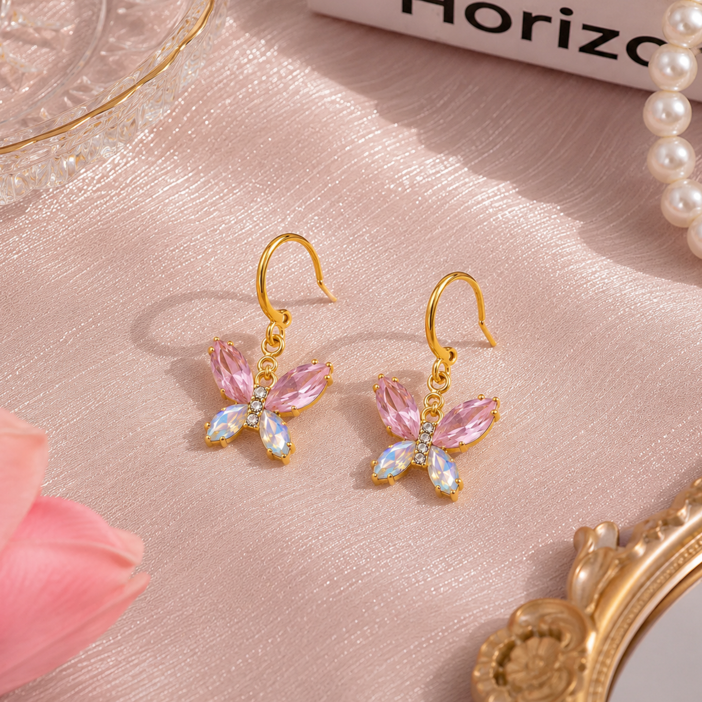 Butterfly Crystal  Hoop Earrings