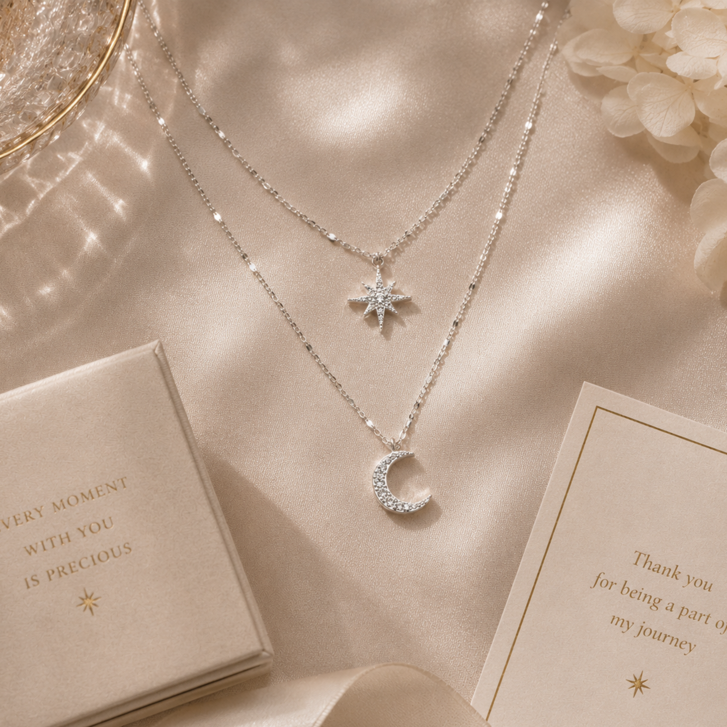 Moon & Star Charm Necklace
