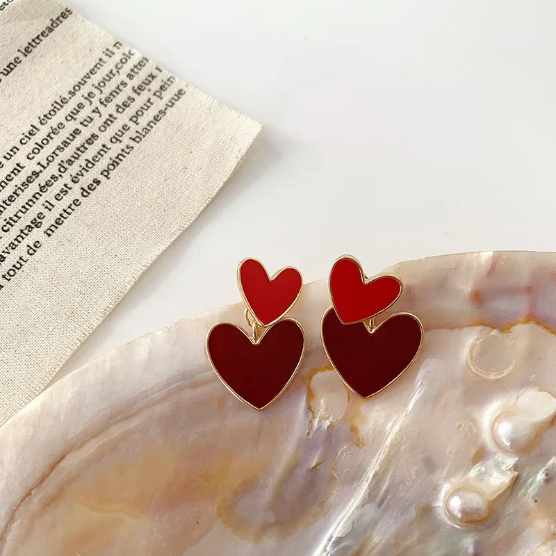 Double Heart Charm Earrings