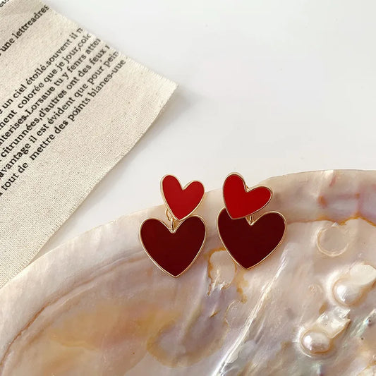 Double Heart Charm Earrings