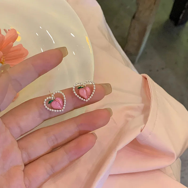 Peachy Heart Earrings