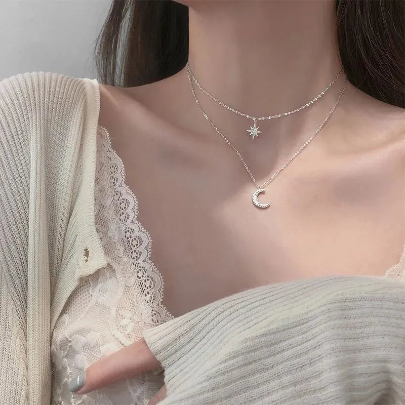 Moon & Star Charm Necklace